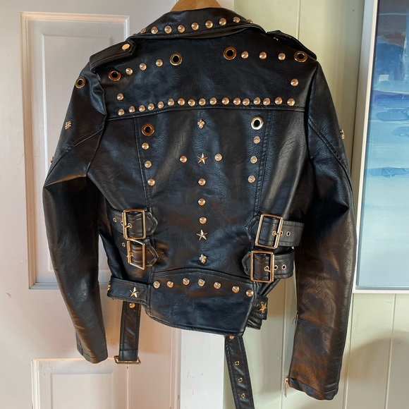Azalea Wang Studded Black Moto Jacket Large EUC - Picture 3 of 14